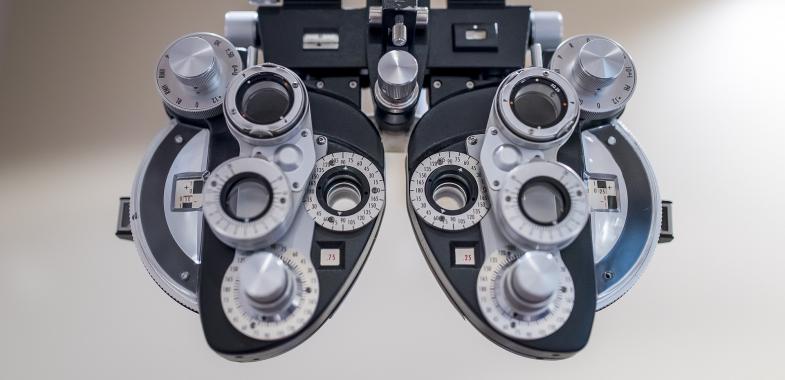 Close up of eye exam equipment