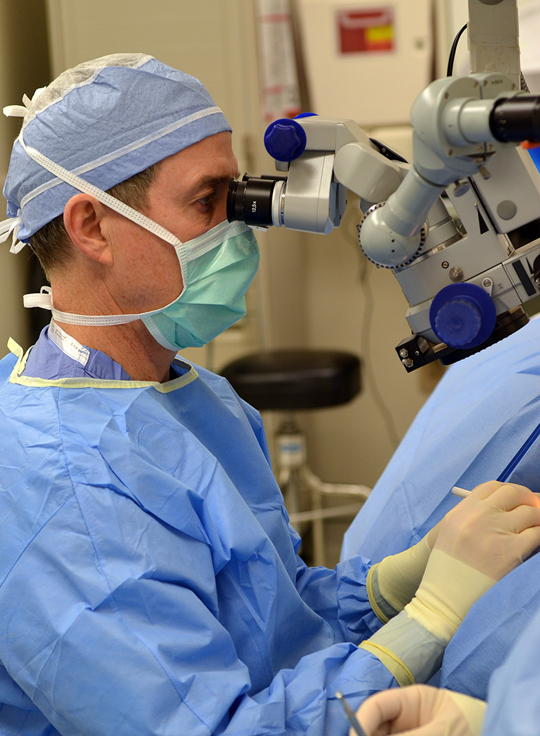 Doctor performing cataract surgery