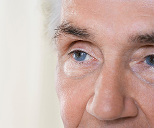 Close up of older man's eyes