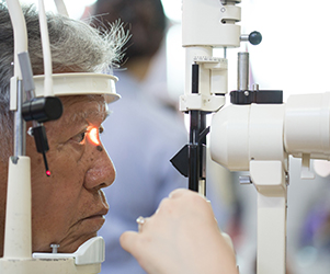 Man being tested for glaucoma